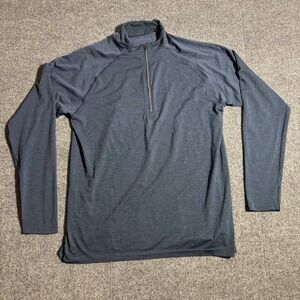 Lululemon Mens Metal Vent Tech 1/2 Zip 2.0 Pullover Navy Blue XL Heathered